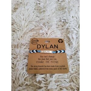 Dylan Recycled Plastic Bottle Chevron Braided Bracelet Blue Black White Gift